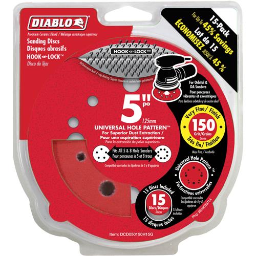 Image for Diablo T33524 - 5" 180 Grit (Very Fine)  ROS Hook & Lock™ Discs 15 Pk