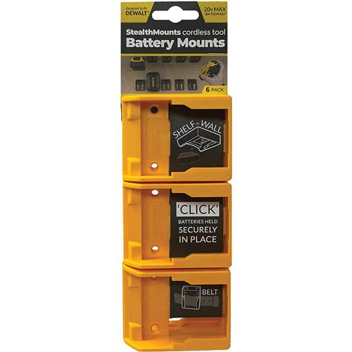 Image for StealthMounts T33652 - Battery Mounts for DeWalt 20V/60V - 6-Pk. (Yellow)